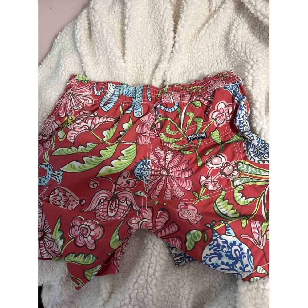Vilebrequin Medium Floral Elephant Swim Trunks Shorts Bahama Red Blue Green View 5